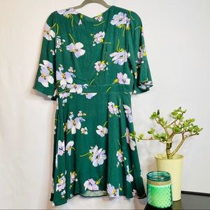 Free People | Dresses | Free People Green Floral Dress With Flare ...